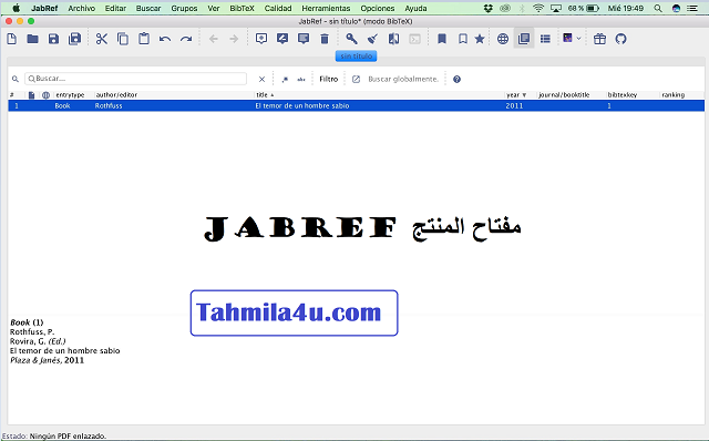 JabRef مفتاح المنتج